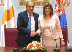 23 July 2018 National Assembly Speaker Maja Gojkovic and the President of the House of Representatives of the Republic of Cyprus Demetris Syllouris